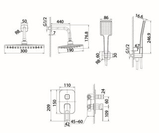 Душевой комплект IDDIS Slide SLIBL02i67 чёрный матовый